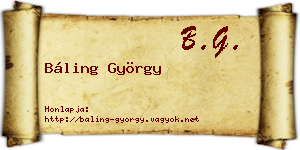 Báling György névjegykártya